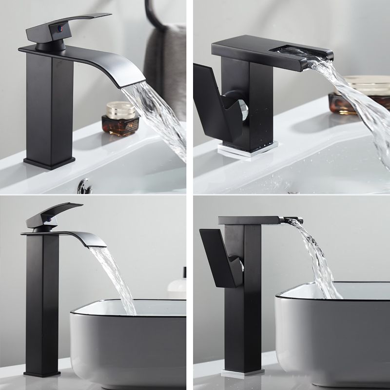 Waterfall Spout Vessel Sink Faucet Single Handle Square Faucet Clearhalo 'Accueil' 'Amélioration Domiciliaire' 'bathroom_sink_faucets' 'Ensembles de Lavabo & de Robinet de Toilette' 'home_improvement' 'home_improvement_bathroom_sink_faucets' 'Robinet de Lavabo de Salle de Bain' 'Rénovation et Équipement de Salle de Bain' 1200x1200_9afbade6-0e46-4136-9f01-a2a145e182a9