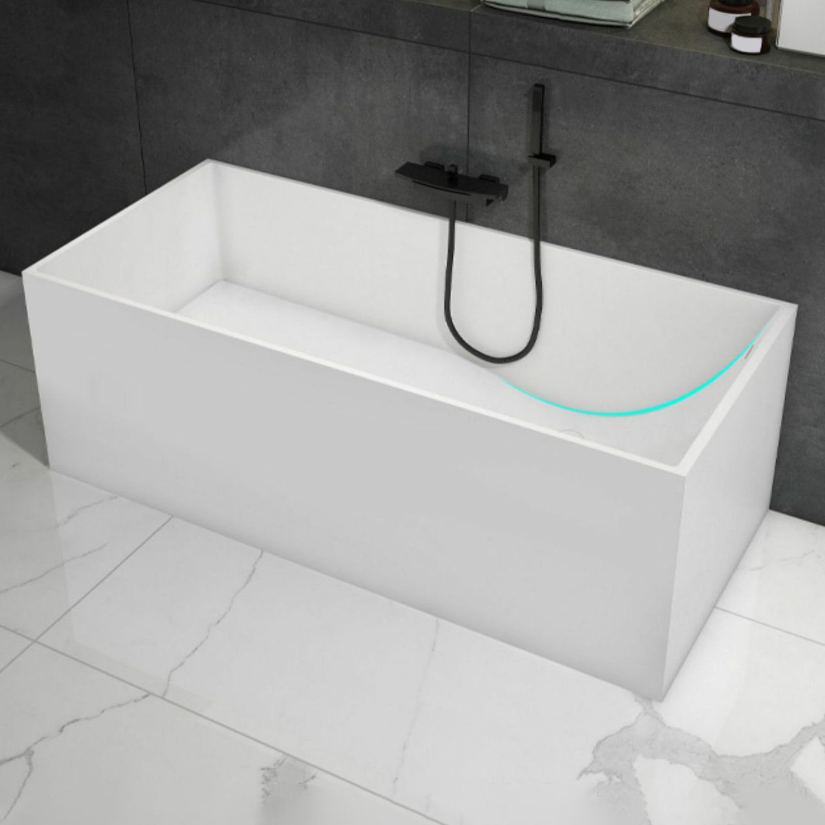 Stone Soaking Rectangular Bathtub Antique Finish Back to Wall Bath Tub Clearhalo 'Bathroom Remodel & Bathroom Fixtures' 'Bathtubs' 'Home Improvement' 'home_improvement' 'home_improvement_bathtubs' 'Showers & Bathtubs' 1200x1200_9b0639eb-f382-4d5b-9c9e-467232fda286