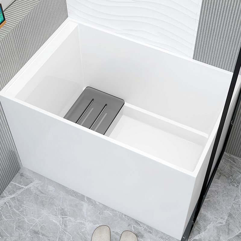 Modern Acrylic White Bathtub Rectangle Back to Wall with Drain Bath Tub Clearhalo 'Bathroom Remodel & Bathroom Fixtures' 'Bathtubs' 'Home Improvement' 'home_improvement' 'home_improvement_bathtubs' 'Showers & Bathtubs' 1200x1200_9b28e21d-77d0-4ba6-98d1-807a8cbdadb5