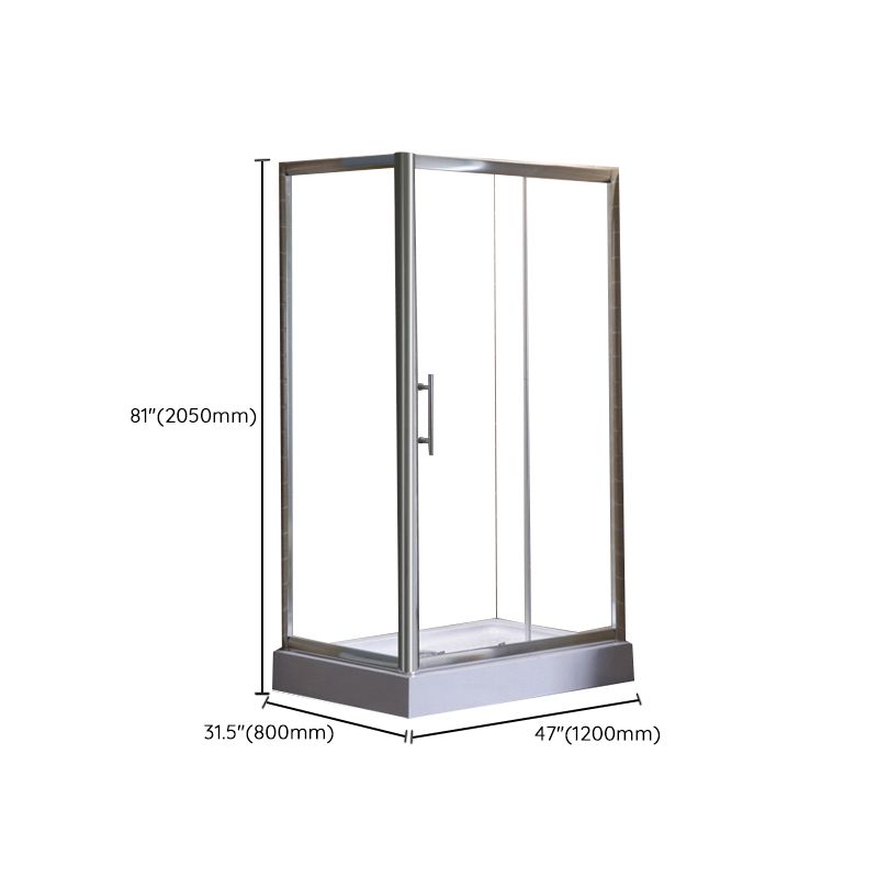 Corner Tempered Glass Shower Kit Silver Semi-Frameless Shower Kit Clearhalo 'Bathroom Remodel & Bathroom Fixtures' 'Home Improvement' 'home_improvement' 'home_improvement_shower_stalls_enclosures' 'Shower Stalls & Enclosures' 'shower_stalls_enclosures' 'Showers & Bathtubs' 1200x1200_9b5ceee5-cea8-47ce-9278-b28656fd8d5b