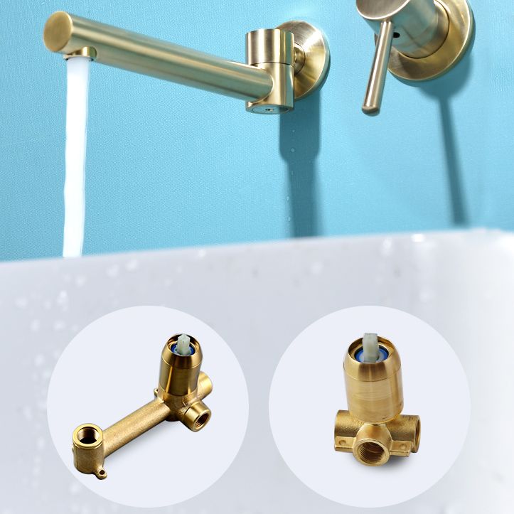 Wall Mounted Metal Tub Filler Low Arc Bathtub Spout Tub Faucet Trim Clearhalo 'Bathroom Remodel & Bathroom Fixtures' 'Bathroom Sink Faucets' 'Bathroom Sinks & Faucet Components' 'bathroom_sink_faucets' 'Home Improvement' 'home_improvement' 'home_improvement_bathroom_sink_faucets' 1200x1200_9b5d5a6e-c3b4-430a-bcd2-e1fc782d3a5d