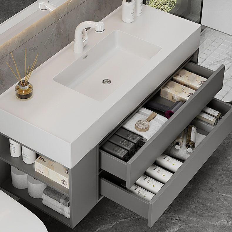 Modern Wall Mounted Standard Single-Sink Open Console with Sink Set Clearhalo 'Bathroom Remodel & Bathroom Fixtures' 'Bathroom Vanities' 'bathroom_vanities' 'Home Improvement' 'home_improvement' 'home_improvement_bathroom_vanities' 1200x1200_9b7e6444-2a1d-419c-aa0d-8c2a9ea461cb
