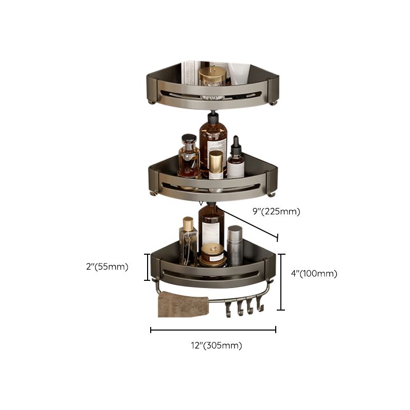 Contemporary Aluminum Bathroom Accessory Set Gray Bath Shelf Clearhalo 'Bathroom Hardware Sets' 'Bathroom Hardware' 'Bathroom Remodel & Bathroom Fixtures' 'bathroom_hardware_sets' 'Home Improvement' 'home_improvement' 'home_improvement_bathroom_hardware_sets' 1200x1200_9b809d0b-6e27-48fd-8cdd-20c544302a36