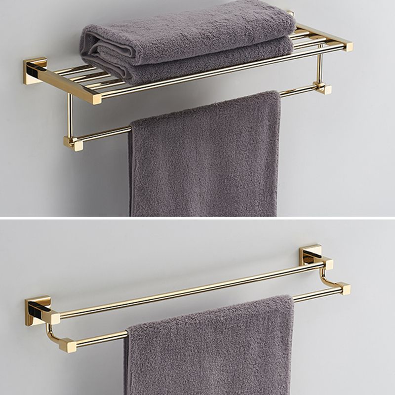 Polished Brass Classic Bathroom Accessory with Bath Shelf/Towel Bar & Paper Holder Clearhalo 'Bathroom Hardware Sets' 'Bathroom Hardware' 'Bathroom Remodel & Bathroom Fixtures' 'bathroom_hardware_sets' 'Home Improvement' 'home_improvement' 'home_improvement_bathroom_hardware_sets' 1200x1200_9b8e0443-407e-4093-873e-8f9a868e11fa