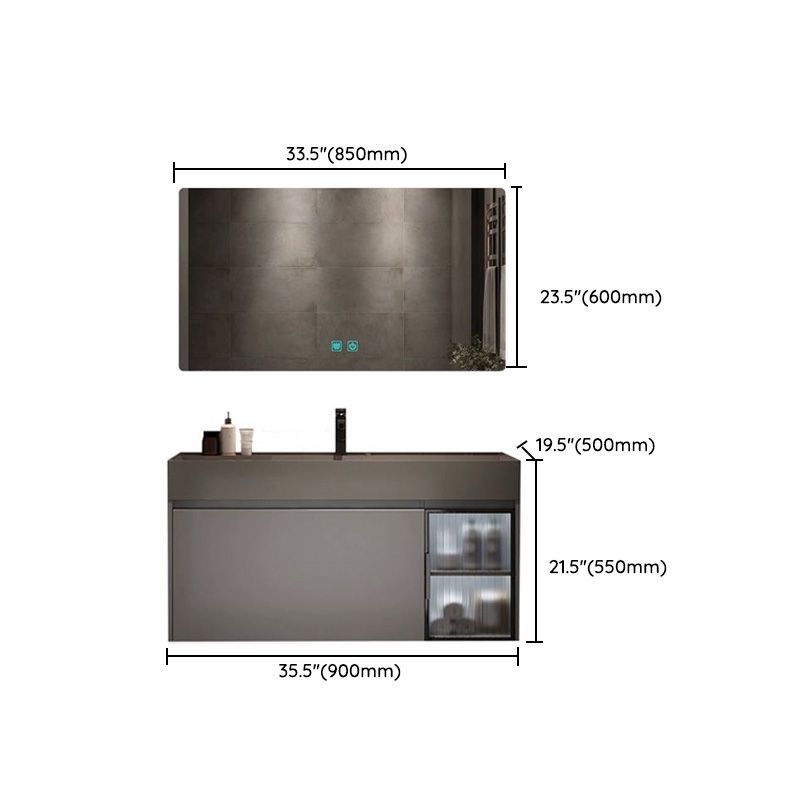 Modern Bathroom Vanity Cabinet Wall-Mounted One Drawer and Shelving Clearhalo 'Bathroom Remodel & Bathroom Fixtures' 'Bathroom Vanities' 'bathroom_vanities' 'Home Improvement' 'home_improvement' 'home_improvement_bathroom_vanities' 1200x1200_9ba9661f-4af5-459d-ba5d-1b8fba66c615