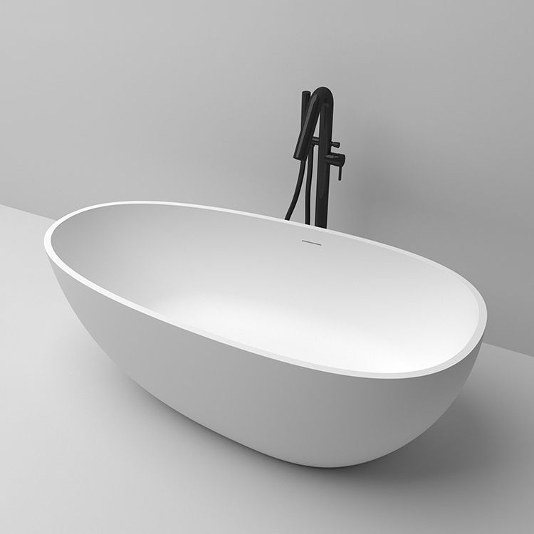 Soaking Freestanding Tub with Drain Modern White Stone Oval Bathtub Clearhalo 'Bathroom Remodel & Bathroom Fixtures' 'Bathtubs' 'Home Improvement' 'home_improvement' 'home_improvement_bathtubs' 'Showers & Bathtubs' 1200x1200_9c57bbb9-07c0-4965-bbdb-fcd424b67e79