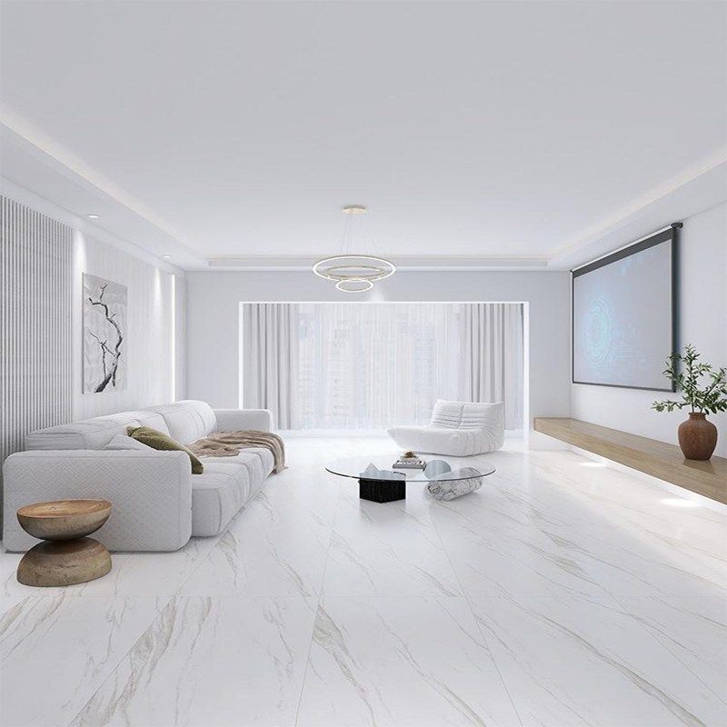 Porcelain Floor Tile Matte White Marble Look Floor and Wall Tile Clearhalo 'Floor Tiles & Wall Tiles' 'floor_tiles_wall_tiles' 'Flooring 'Home Improvement' 'home_improvement' 'home_improvement_floor_tiles_wall_tiles' Walls and Ceiling' 1200x1200_9c5890d3-52fe-4d50-a574-07c7c922f26b