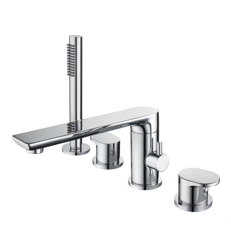 Deck Mounted Tub Filler Copper Lever Handle Low Arc Handshower Tub Filler Clearhalo 'Bathroom Remodel & Bathroom Fixtures' 'Bathtub Faucets' 'bathtub_faucets' 'Home Improvement' 'home_improvement' 'home_improvement_bathtub_faucets' 1200x1200_9c8efbbc-a4e2-4a34-8862-c832486c8938