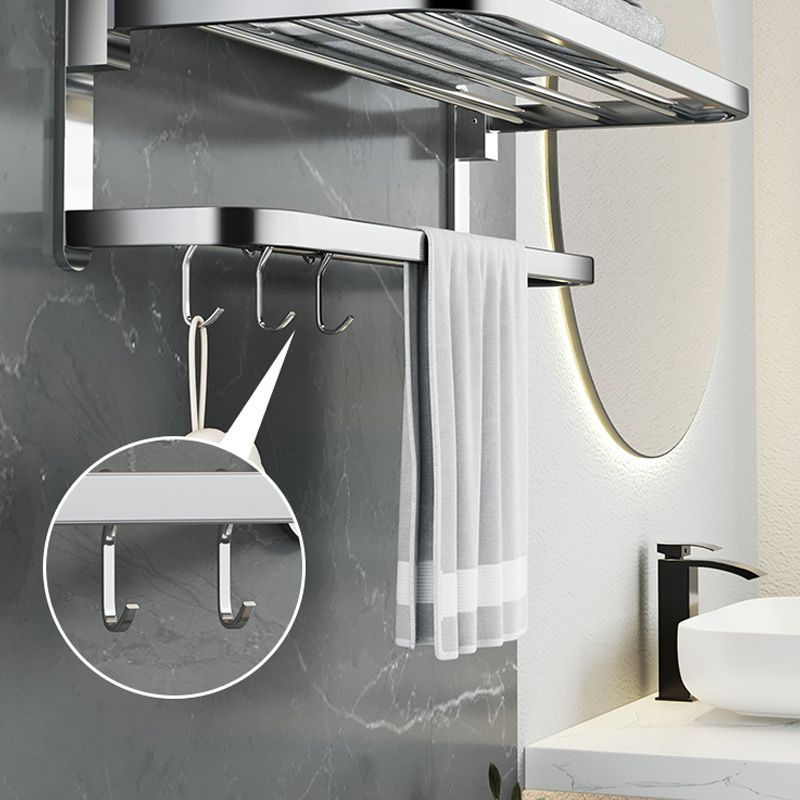 Polished Chrome Modern Bathroom Accessory Set in Stainless with Bath Shelf/Towel Bar Clearhalo 'Bathroom Hardware Sets' 'Bathroom Hardware' 'Bathroom Remodel & Bathroom Fixtures' 'bathroom_hardware_sets' 'Home Improvement' 'home_improvement' 'home_improvement_bathroom_hardware_sets' 1200x1200_9c9b8ee4-407a-4d59-836f-0f371aafd5b9