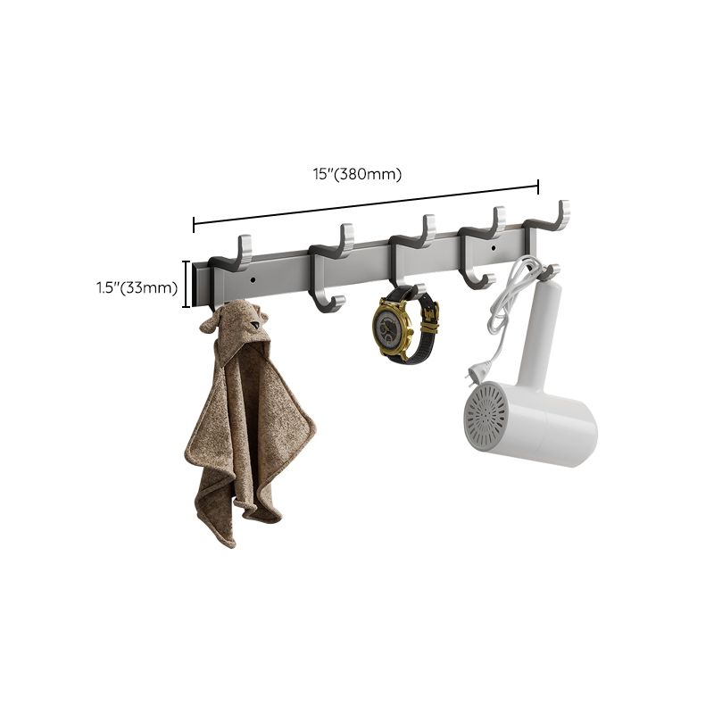 Contemporary Bathroom Accessory Kit Gray Aluminum Bath Shelf/Towel Bar/Robe Hooks Clearhalo 'Bathroom Hardware Sets' 'Bathroom Hardware' 'Bathroom Remodel & Bathroom Fixtures' 'bathroom_hardware_sets' 'Home Improvement' 'home_improvement' 'home_improvement_bathroom_hardware_sets' 1200x1200_9c9f33f0-4937-4c8f-9193-445d531db3a5