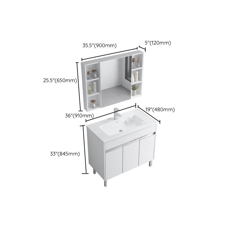 Modern Bath Vanity Single White Metal Base Rectangular Sink Vanity Clearhalo 'Bathroom Remodel & Bathroom Fixtures' 'Bathroom Vanities' 'bathroom_vanities' 'Home Improvement' 'home_improvement' 'home_improvement_bathroom_vanities' 1200x1200_9cc5068f-341a-4cb8-b8b7-19c3937fa11e