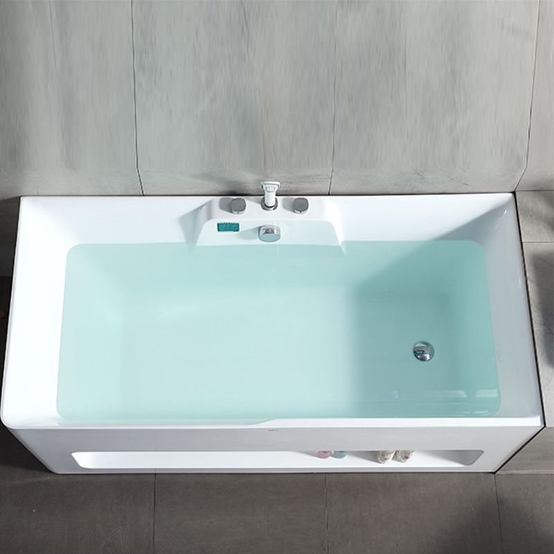 Modern Style Acrylic Bathtub Rectangle Back to Wall Bathroom Bathtub in White Clearhalo 'Bathroom Remodel & Bathroom Fixtures' 'Bathtubs' 'Home Improvement' 'home_improvement' 'home_improvement_bathtubs' 'Showers & Bathtubs' 1200x1200_9cd8daac-13f0-4716-835a-837548d11a48