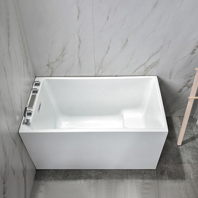 Flat Bottom Rectangular Bathtub Antique Finish Back to Wall Modern Bath Tub Clearhalo 'Bathroom Remodel & Bathroom Fixtures' 'Bathtubs' 'Home Improvement' 'home_improvement' 'home_improvement_bathtubs' 'Showers & Bathtubs' 1200x1200_9cfa01e7-cea9-444f-bae4-33d8defef4c4