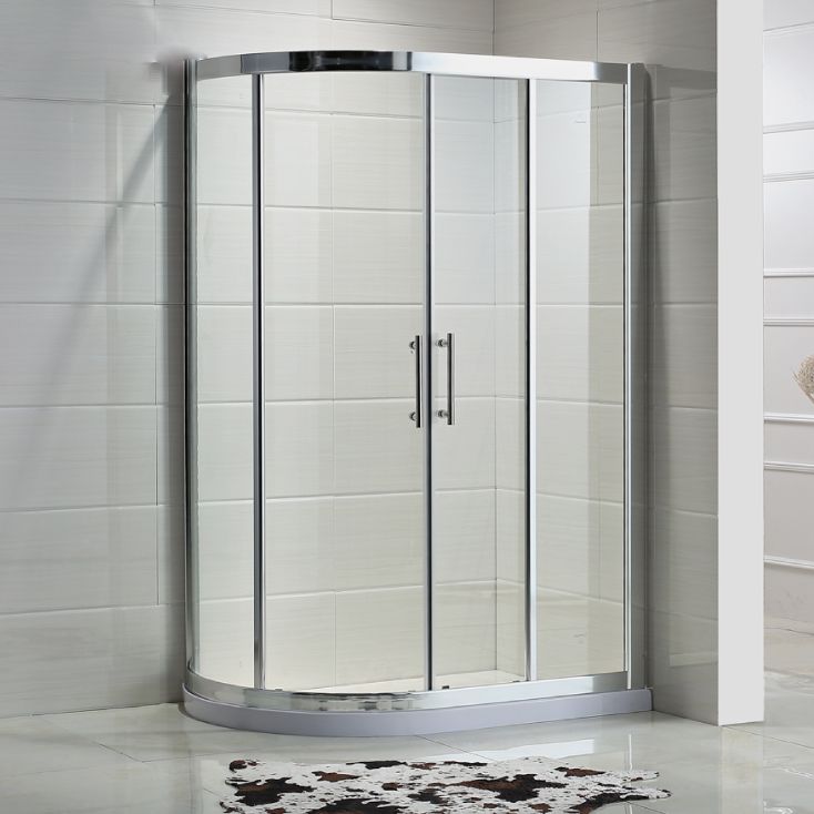 Stainless Steel Frame Finish Shower Kit with Fixed Panel and Door Handle Clearhalo 'Bathroom Remodel & Bathroom Fixtures' 'Home Improvement' 'home_improvement' 'home_improvement_shower_stalls_enclosures' 'Shower Stalls & Enclosures' 'shower_stalls_enclosures' 'Showers & Bathtubs' 1200x1200_9d0a6ba0-eb42-426d-a436-37c45067cb87