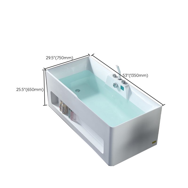 Modern Style Acrylic Bathtub Rectangle Back to Wall Bathroom Bathtub in White Clearhalo 'Bathroom Remodel & Bathroom Fixtures' 'Bathtubs' 'Home Improvement' 'home_improvement' 'home_improvement_bathtubs' 'Showers & Bathtubs' 1200x1200_9d114769-9724-4aa1-93b0-7fc199da2c41