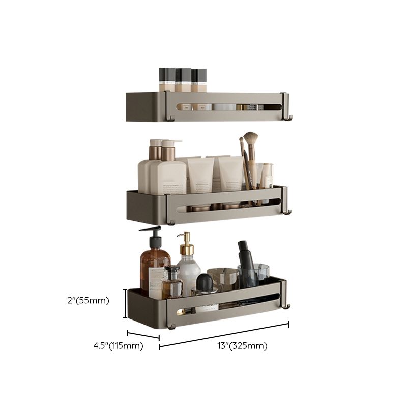 Contemporary Aluminum Bathroom Accessory Set Gray Bath Shelf Clearhalo 'Bathroom Hardware Sets' 'Bathroom Hardware' 'Bathroom Remodel & Bathroom Fixtures' 'bathroom_hardware_sets' 'Home Improvement' 'home_improvement' 'home_improvement_bathroom_hardware_sets' 1200x1200_9d18a805-b88c-4d7a-8339-179adf8a4ce4