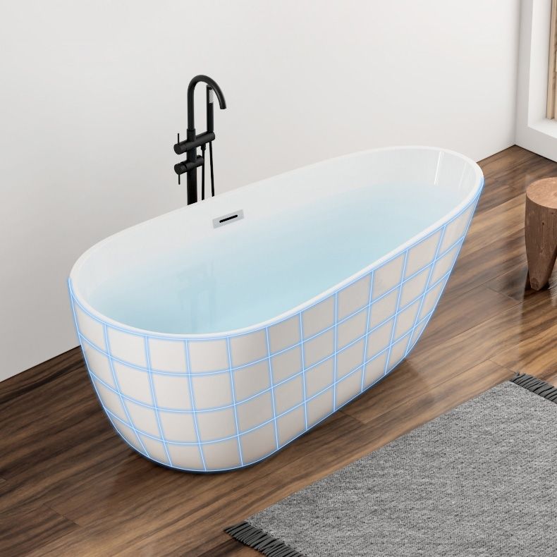 Acrylic Modern Bath Freestanding Oval Soaking White Center Bathtub Clearhalo 'Bathroom Remodel & Bathroom Fixtures' 'Bathtubs' 'Home Improvement' 'home_improvement' 'home_improvement_bathtubs' 'Showers & Bathtubs' 1200x1200_9d22b216-1251-48c0-bbb7-1bf795de4c41