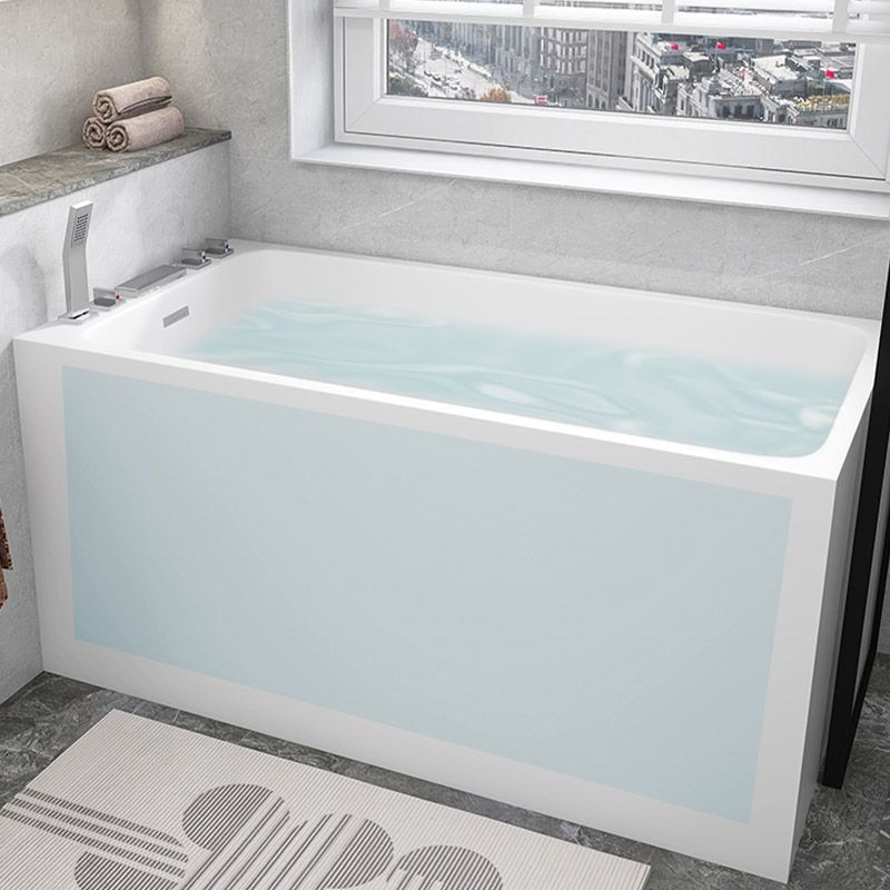 Modern White Acrylic Rectangle Bathtub Back to Wall with Drain Bath Tub Clearhalo 'Bathroom Remodel & Bathroom Fixtures' 'Bathtubs' 'Home Improvement' 'home_improvement' 'home_improvement_bathtubs' 'Showers & Bathtubs' 1200x1200_9d6d67f1-8db2-493b-83c0-e7c33871b684