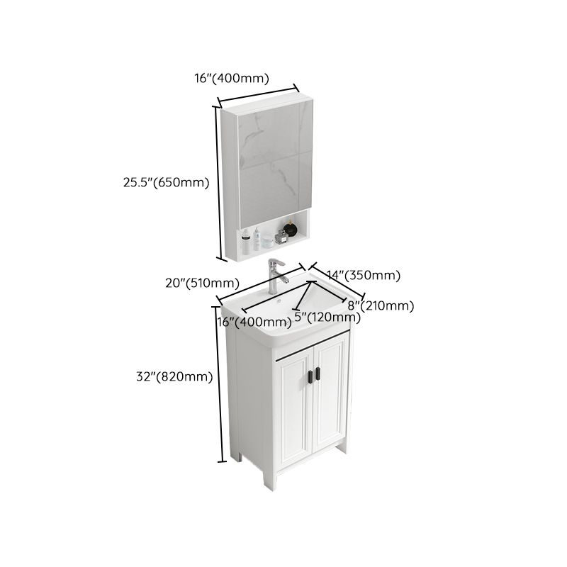 Bathroom Vanity Single Sink White Metal Frame Freestanding Bathroom Vanity with Door Clearhalo 'Bathroom Remodel & Bathroom Fixtures' 'Bathroom Vanities' 'bathroom_vanities' 'Home Improvement' 'home_improvement' 'home_improvement_bathroom_vanities' 1200x1200_9d8f4854-4fc8-4cf7-929b-7461cdb9bd73