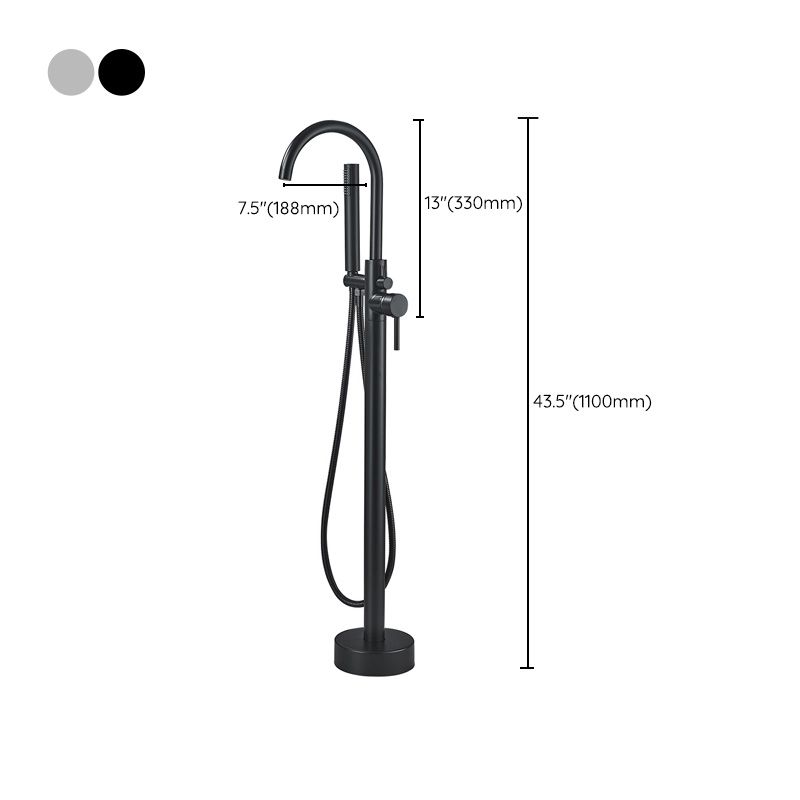 Modern High Arc Faucet Brass Floor Mounted Free Standing Tub Filler Faucet Clearhalo 'Bathroom Remodel & Bathroom Fixtures' 'Bathtub Faucets' 'bathtub_faucets' 'Home Improvement' 'home_improvement' 'home_improvement_bathtub_faucets' 1200x1200_9d9d8bd3-e74a-415f-b083-2ecb5906de1e