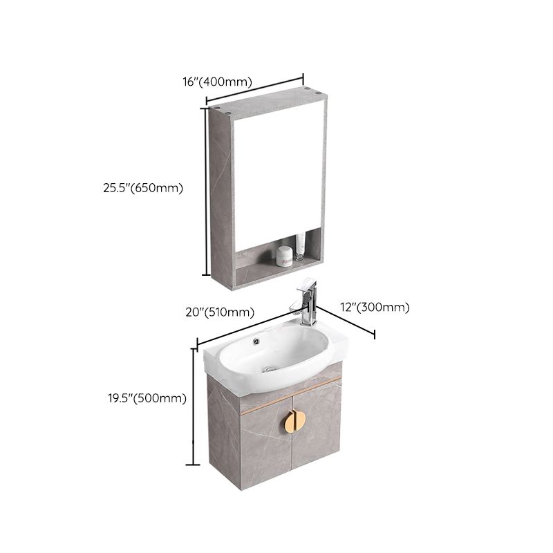 Rectangular Glam Sink Vanity Ceramic Single Wall Mount Vanity Set Clearhalo 'Bathroom Remodel & Bathroom Fixtures' 'Bathroom Vanities' 'bathroom_vanities' 'Home Improvement' 'home_improvement' 'home_improvement_bathroom_vanities' 1200x1200_9da8f8a8-b011-43dc-82ce-3a2f736eb272