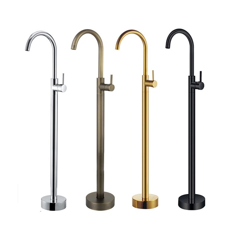 Floor Mounted Copper Bathroom Tub Faucet Set Freestanding High Arc Tub Filler Trim Clearhalo 'Bathroom Remodel & Bathroom Fixtures' 'Bathtub Faucets' 'bathtub_faucets' 'Home Improvement' 'home_improvement' 'home_improvement_bathtub_faucets' 1200x1200_9de7c00d-2f25-46cc-8265-da1361ac871a