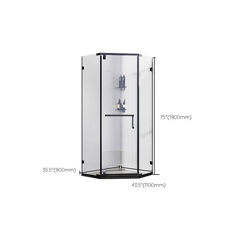 Neo-Angle Polished Glass Shower Enclosure Matt Black Frame Shower Stall Clearhalo 'Bathroom Remodel & Bathroom Fixtures' 'Home Improvement' 'home_improvement' 'home_improvement_shower_stalls_enclosures' 'Shower Stalls & Enclosures' 'shower_stalls_enclosures' 'Showers & Bathtubs' 1200x1200_9e1490fe-dc90-4983-84a6-270587d9b2fa