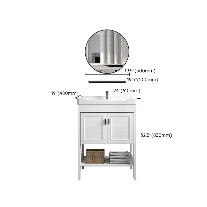 Freestanding Vanity Mirror 2 Doors Single Sink White Rectangular Shelving Included Vanity Clearhalo 'Bathroom Remodel & Bathroom Fixtures' 'Bathroom Vanities' 'bathroom_vanities' 'Home Improvement' 'home_improvement' 'home_improvement_bathroom_vanities' 1200x1200_9e5d9808-d2b7-409d-83f1-989d68da9a99