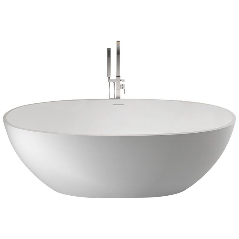 Modern Ellipse Stone Bathtub White Freestand Soaking Bathtub with Overflow Hole Clearhalo 'Bathroom Remodel & Bathroom Fixtures' 'Bathtubs' 'Home Improvement' 'home_improvement' 'home_improvement_bathtubs' 'Showers & Bathtubs' 1200x1200_9f4dc671-6afd-406f-b4ae-49fa8a8a460c