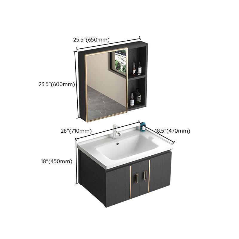 Wall Mount Bathroom Vanity Gray Glam Metal Frame Rectangular Vanity Set Clearhalo 'Bathroom Remodel & Bathroom Fixtures' 'Bathroom Vanities' 'bathroom_vanities' 'Home Improvement' 'home_improvement' 'home_improvement_bathroom_vanities' 1200x1200_9f77d973-c78a-4d60-8169-f214c739049c