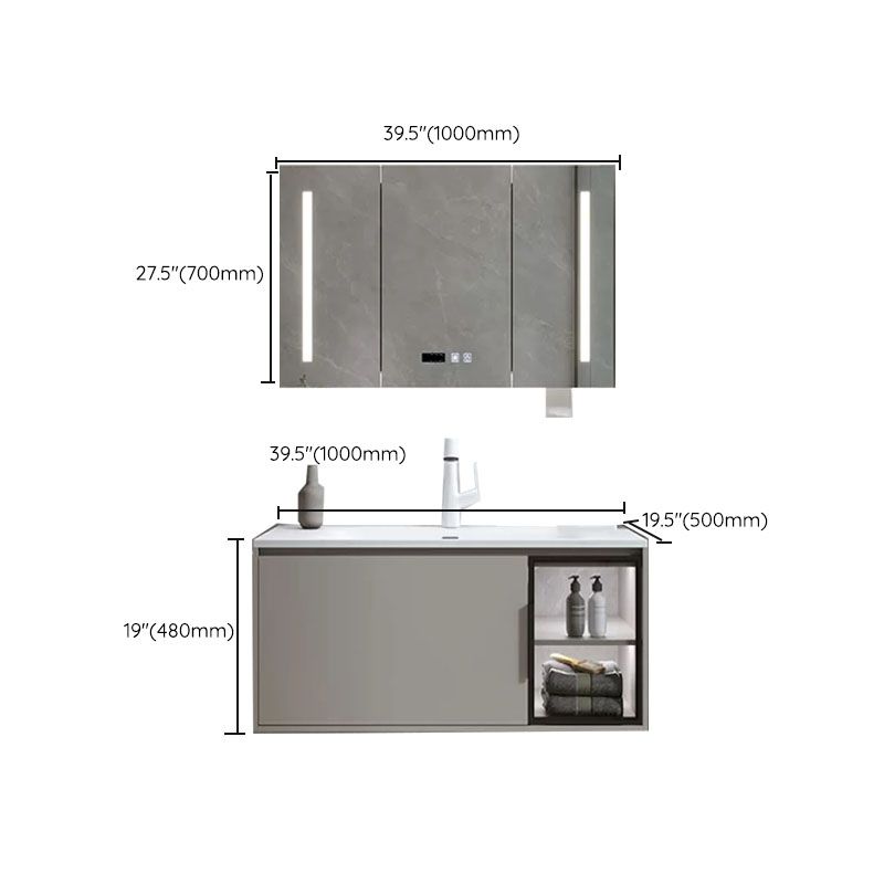 Modern Bathroom Sink Vanity Stainless Steel Wall-Mounted with Soft Close Door Clearhalo 'Bathroom Remodel & Bathroom Fixtures' 'Bathroom Vanities' 'bathroom_vanities' 'Home Improvement' 'home_improvement' 'home_improvement_bathroom_vanities' 1200x1200_9f95c19f-57f0-433a-b904-a688f208f88c