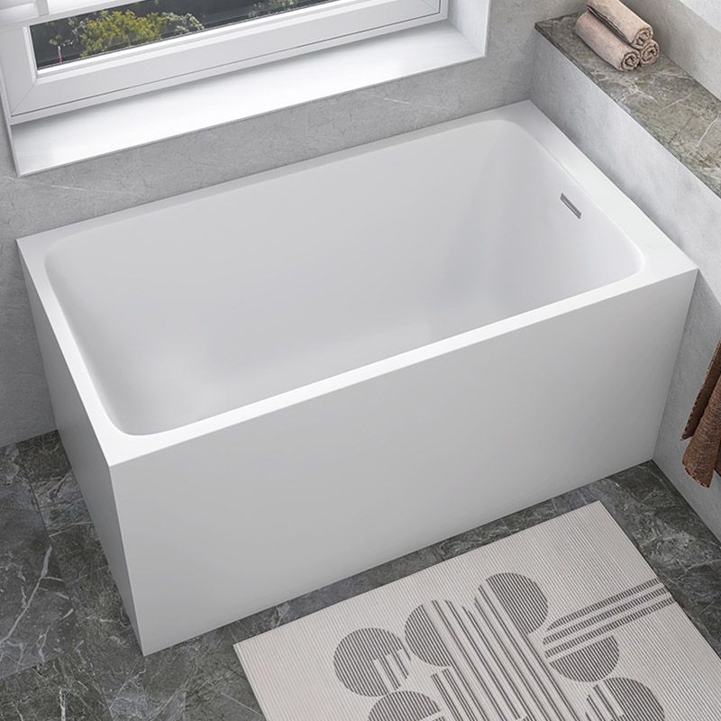 Modern White Acrylic Rectangle Bathtub Back to Wall with Drain Bath Tub Clearhalo 'Bathroom Remodel & Bathroom Fixtures' 'Bathtubs' 'Home Improvement' 'home_improvement' 'home_improvement_bathtubs' 'Showers & Bathtubs' 1200x1200_9fedfec8-afee-4c73-a00d-ad5760c942b3