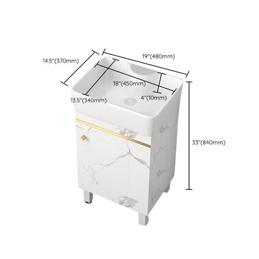 Rectangle Vanity Set White Single Sink Mirror Freestanding Bathroom Vanity with Door Clearhalo 'Bathroom Remodel & Bathroom Fixtures' 'Bathroom Vanities' 'bathroom_vanities' 'Home Improvement' 'home_improvement' 'home_improvement_bathroom_vanities' 1200x1200_9fee63a0-c424-4c59-b664-f88836a91c45