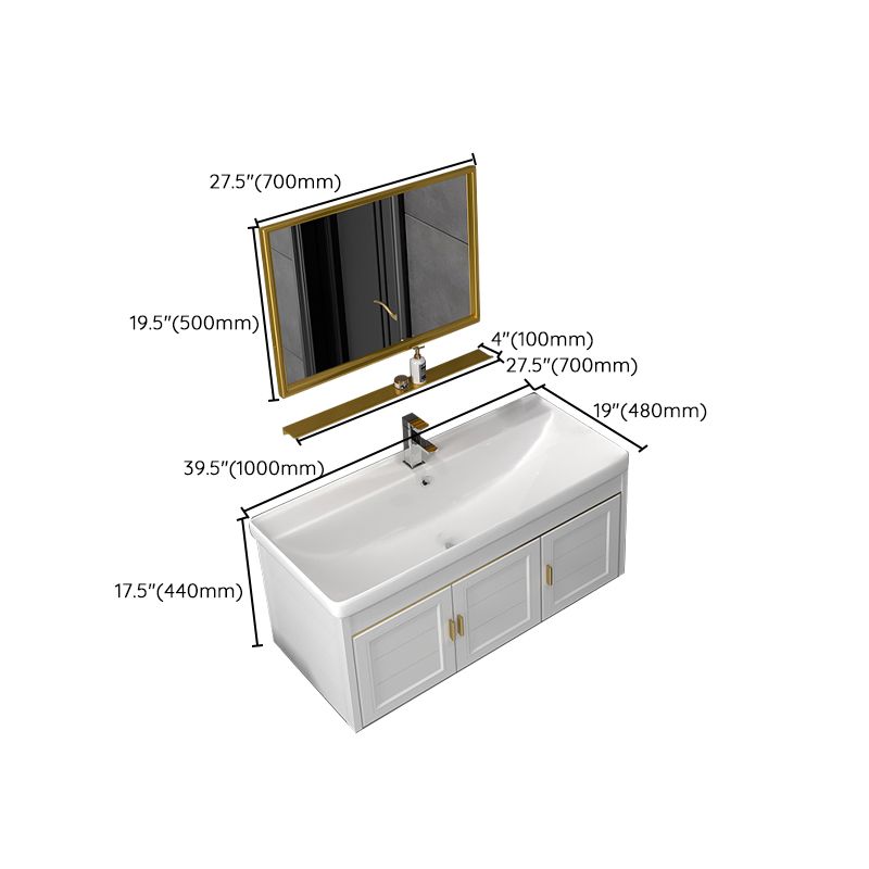 Rectangular Glam Bathroom Vanity Ceramic Top Single-Sink Wall Mount Vanity Set Clearhalo 'Bathroom Remodel & Bathroom Fixtures' 'Bathroom Vanities' 'bathroom_vanities' 'Home Improvement' 'home_improvement' 'home_improvement_bathroom_vanities' 1200x1200_a001916d-23b6-47dc-9666-fb3d956045f5