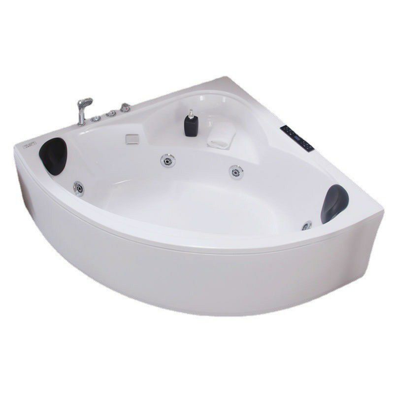 Modern Corner Acrylic-Fiberglass Bathtub Soaking Bathtub with Seat Clearhalo 'Bathroom Remodel & Bathroom Fixtures' 'Bathtubs' 'Home Improvement' 'home_improvement' 'home_improvement_bathtubs' 'Showers & Bathtubs' 1200x1200_a008b2f0-ff96-4538-9363-f3f573dd2560