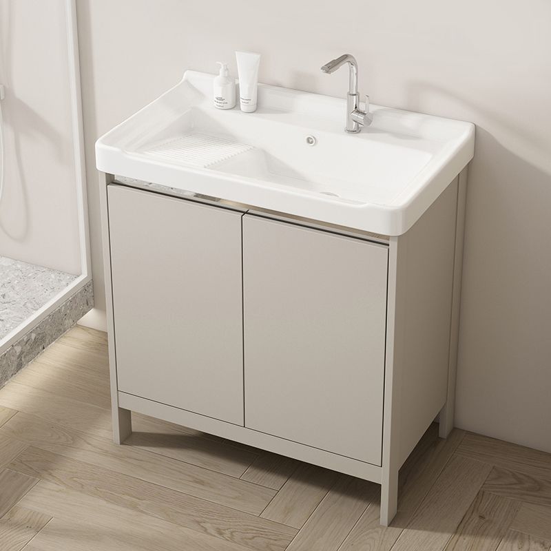 Rectangular Freestanding Bathroom Vanity Modern Gray Single-Sink Vanity Set Clearhalo 'Bathroom Remodel & Bathroom Fixtures' 'Bathroom Vanities' 'bathroom_vanities' 'Home Improvement' 'home_improvement' 'home_improvement_bathroom_vanities' 1200x1200_a06d68ae-33e4-458d-9ef1-5b8128f75f1c