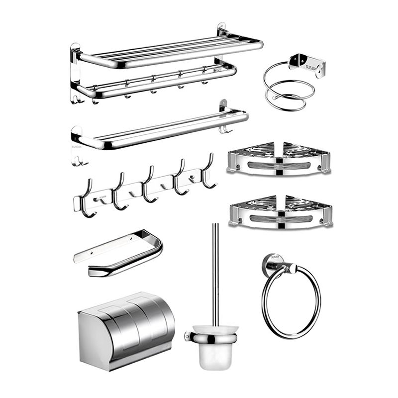 Modern Bathroom Accessory Kit Stainless Steel Towel Bar Bath Shelf Bathroom Set Clearhalo 'Bathroom Hardware Sets' 'Bathroom Hardware' 'Bathroom Remodel & Bathroom Fixtures' 'bathroom_hardware_sets' 'Home Improvement' 'home_improvement' 'home_improvement_bathroom_hardware_sets' 1200x1200_a06dbf16-7288-44f4-8d56-dad5b43b08a7