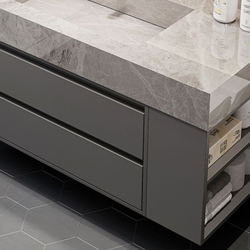 Grey Modern Rectangular Solid Wood Open Console with Sink Set Clearhalo 'Bathroom Remodel & Bathroom Fixtures' 'Bathroom Vanities' 'bathroom_vanities' 'Home Improvement' 'home_improvement' 'home_improvement_bathroom_vanities' 1200x1200_a07f044c-8cf5-4e98-b4e6-86ab5e3ce6b7
