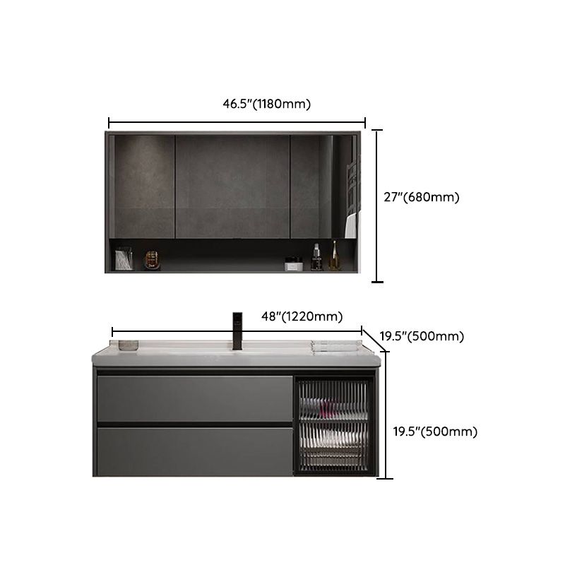 Modern Gray Wood Rectangular Wall Mount Open Console with Sink Set Clearhalo 'Bathroom Remodel & Bathroom Fixtures' 'Bathroom Vanities' 'bathroom_vanities' 'Home Improvement' 'home_improvement' 'home_improvement_bathroom_vanities' 1200x1200_a0a39dba-4b28-4789-b793-1df8458f4b0c