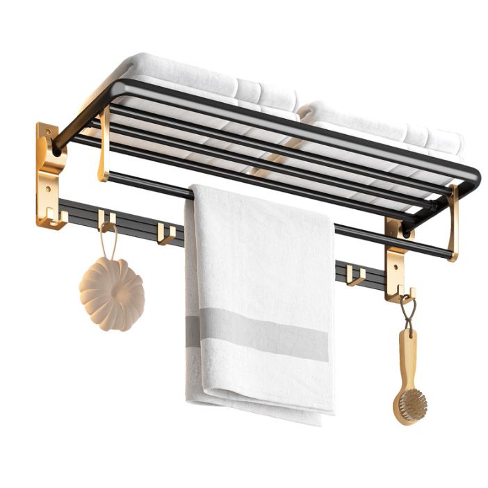 Black and Brass Bathroom Accessory Set Contemporary Bath Set with Bath Shelf/Towel Bar Clearhalo 'Bathroom Hardware Sets' 'Bathroom Hardware' 'Bathroom Remodel & Bathroom Fixtures' 'bathroom_hardware_sets' 'Home Improvement' 'home_improvement' 'home_improvement_bathroom_hardware_sets' 1200x1200_a0a5e67a-6fc7-42c6-b926-9f53db1bd51b