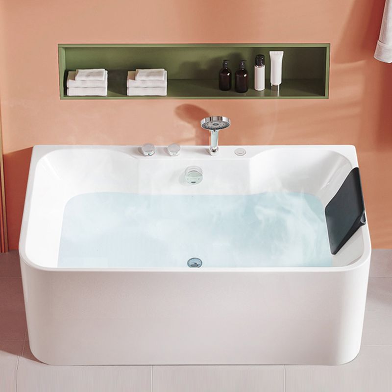 Modern White Rectangle Bathtub Acrylic Back to Wall with Drain Bath Tub Clearhalo 'Bathroom Remodel & Bathroom Fixtures' 'Bathtubs' 'Home Improvement' 'home_improvement' 'home_improvement_bathtubs' 'Showers & Bathtubs' 1200x1200_a0b41264-efb2-4c39-aa5c-5f2256e816ed