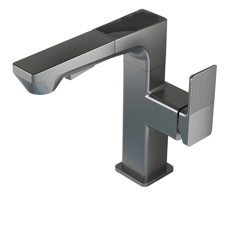 Modern Lever Handles Sink Faucet With Digital Display Square Brass Bathroom Sink Faucet Clearhalo 'Bathroom Remodel & Bathroom Fixtures' 'Bathroom Sink Faucets' 'Bathroom Sinks & Faucet Components' 'bathroom_sink_faucets' 'Home Improvement' 'home_improvement' 'home_improvement_bathroom_sink_faucets' 1200x1200_a0e4ff59-6c22-41d8-b5a6-ee8b552ef4c6