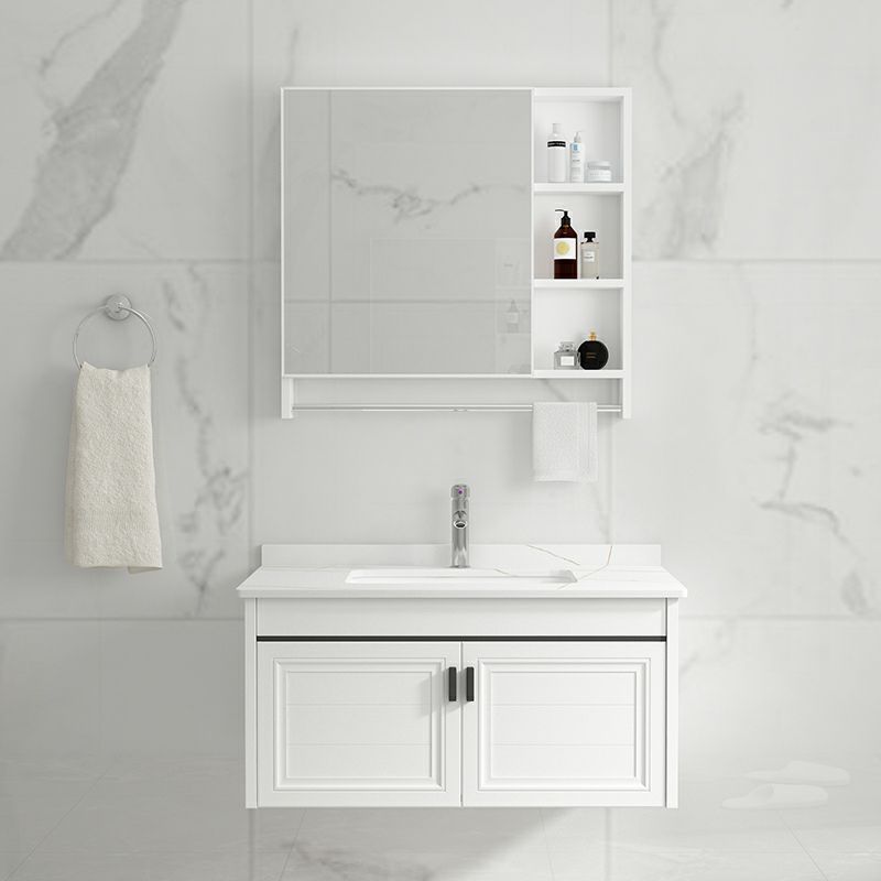 White Modern Single-Sink Wall Mount Open Console with Sink Set Clearhalo 'Bathroom Remodel & Bathroom Fixtures' 'Bathroom Vanities' 'bathroom_vanities' 'Home Improvement' 'home_improvement' 'home_improvement_bathroom_vanities' 1200x1200_a113711b-a671-4422-bebe-93859bf58122