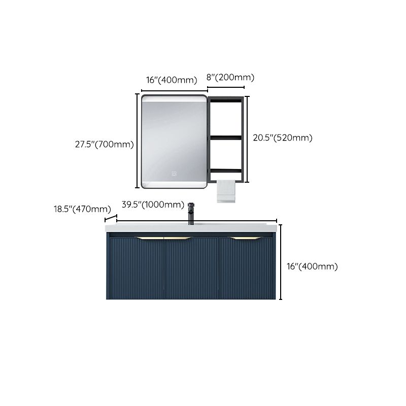 Metal Frame Vanity Wall Mount Blue Single Sink 2 Doors Mirror Bath Vanity with Faucet Clearhalo 'Bathroom Remodel & Bathroom Fixtures' 'Bathroom Vanities' 'bathroom_vanities' 'Home Improvement' 'home_improvement' 'home_improvement_bathroom_vanities' 1200x1200_a1248fa2-cdf5-4c66-8ba8-57106919a439