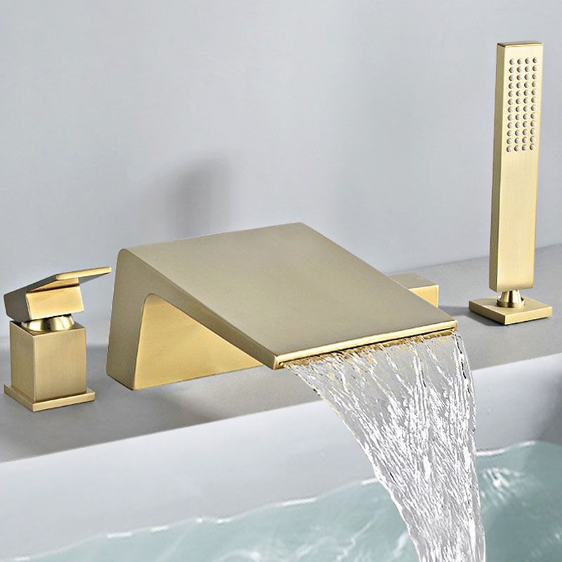 Modern Tub Spout Trim Copper Deck-Mount with Hand Shower and Handles Roman Tub Faucet Clearhalo 'Bathroom Remodel & Bathroom Fixtures' 'Bathtub Faucets' 'bathtub_faucets' 'Home Improvement' 'home_improvement' 'home_improvement_bathtub_faucets' 1200x1200_a18b77dd-8e29-4ca2-b67c-9dd47769a1ce