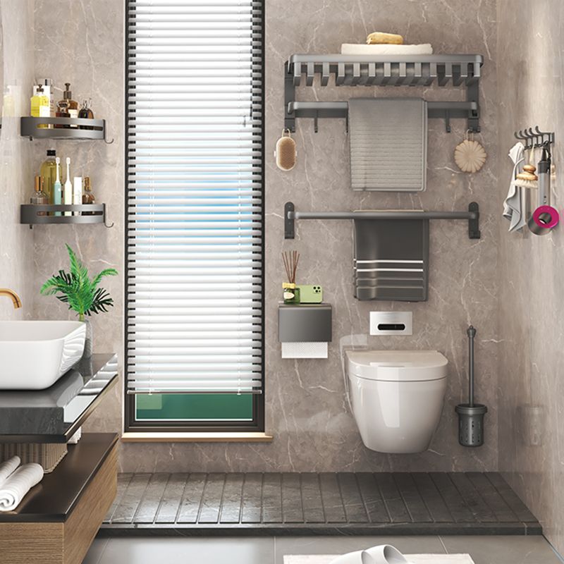 Modern Bath Hardware Set Grey Bath Shelf Paper Holder Bathroom Accessory Kit Clearhalo 'Bathroom Hardware Sets' 'Bathroom Hardware' 'Bathroom Remodel & Bathroom Fixtures' 'bathroom_hardware_sets' 'Home Improvement' 'home_improvement' 'home_improvement_bathroom_hardware_sets' 1200x1200_a1e6fb99-610e-4f93-b58f-10d4a218e79d