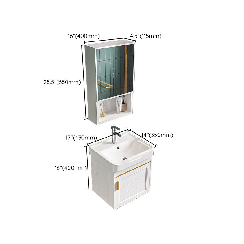 Glam Single Sink Bath Vanity Wall Mount White Metal Base Sink Vanity Clearhalo 'Bathroom Remodel & Bathroom Fixtures' 'Bathroom Vanities' 'bathroom_vanities' 'Home Improvement' 'home_improvement' 'home_improvement_bathroom_vanities' 1200x1200_a1eade75-d335-4fbd-9b74-d803f235c845