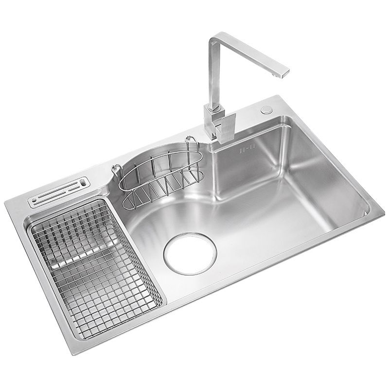 Stainless Steel 31" X 19" Kitchen Sink Single Bowl Drop-in Sink in Chrome and Black Clearhalo 'Home Improvement' 'home_improvement' 'home_improvement_kitchen_sinks' 'Kitchen Remodel & Kitchen Fixtures' 'Kitchen Sinks & Faucet Components' 'Kitchen Sinks' 'kitchen_sinks' 1200x1200_a1f1b847-f138-4cb0-a537-1ebb6ecb91af
