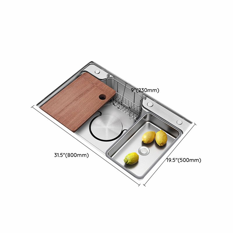 Contemporary Style Kitchen Sink Rectangle Shape Kitchen Sink with Single Bowl Clearhalo 'Home Improvement' 'home_improvement' 'home_improvement_kitchen_sinks' 'Kitchen Remodel & Kitchen Fixtures' 'Kitchen Sinks & Faucet Components' 'Kitchen Sinks' 'kitchen_sinks' 1200x1200_a200ecfb-0114-4d2f-b95e-15463865e3b5