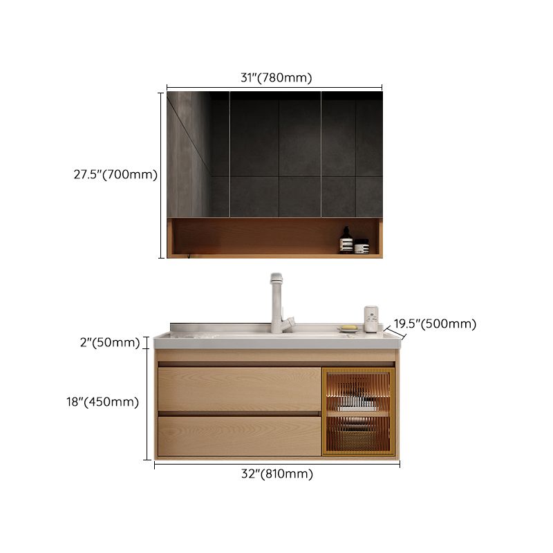 Wall Mount Vanity Mirror Single Sink Rectangle Door Wood Vanity with Drawers Clearhalo 'Bathroom Remodel & Bathroom Fixtures' 'Bathroom Vanities' 'bathroom_vanities' 'Home Improvement' 'home_improvement' 'home_improvement_bathroom_vanities' 1200x1200_a216f229-404c-4fd6-b75d-ec876652f0f7